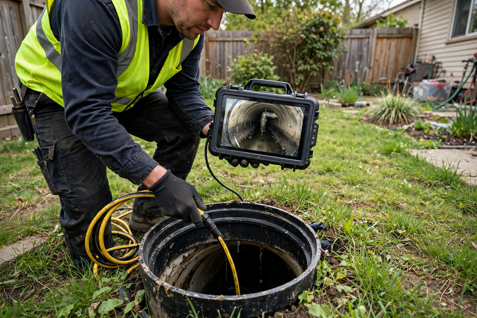 Camera diagnosis of a sewer problem in Stanton, CA