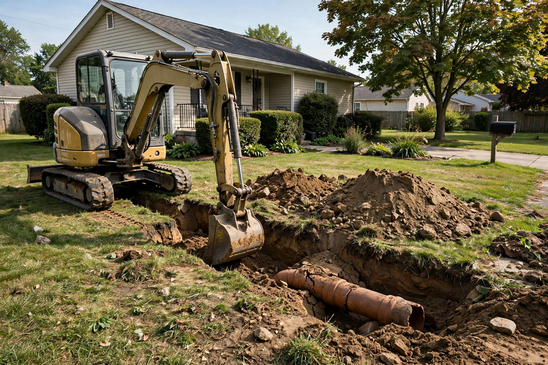 Pipe bursting sewer replacement with minimal excavation in Cerritos, CA
