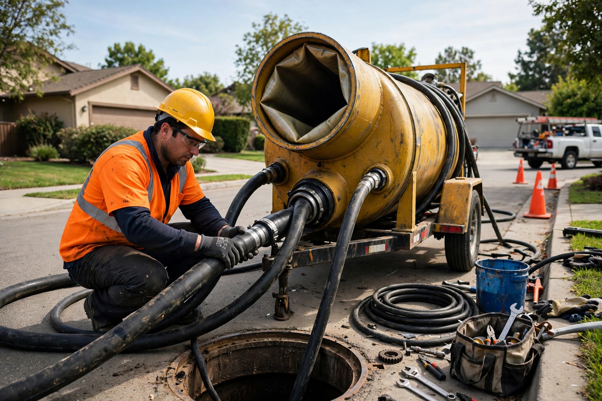 Cured-in-place pipe lining installation in Cerritos, CA