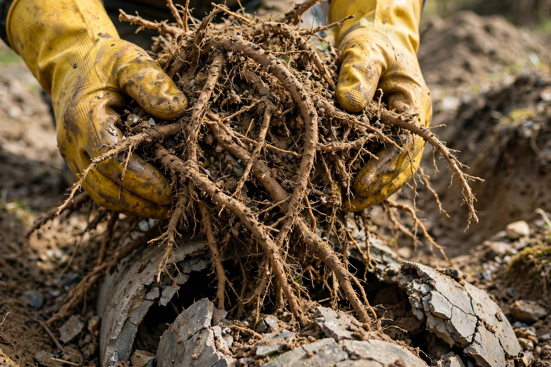 Tree root removal from a sewer line in Stanton, CA