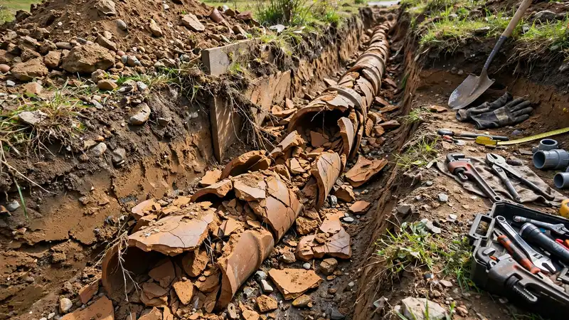 Collapsed clay sewer pipe — Cerritos, CA
