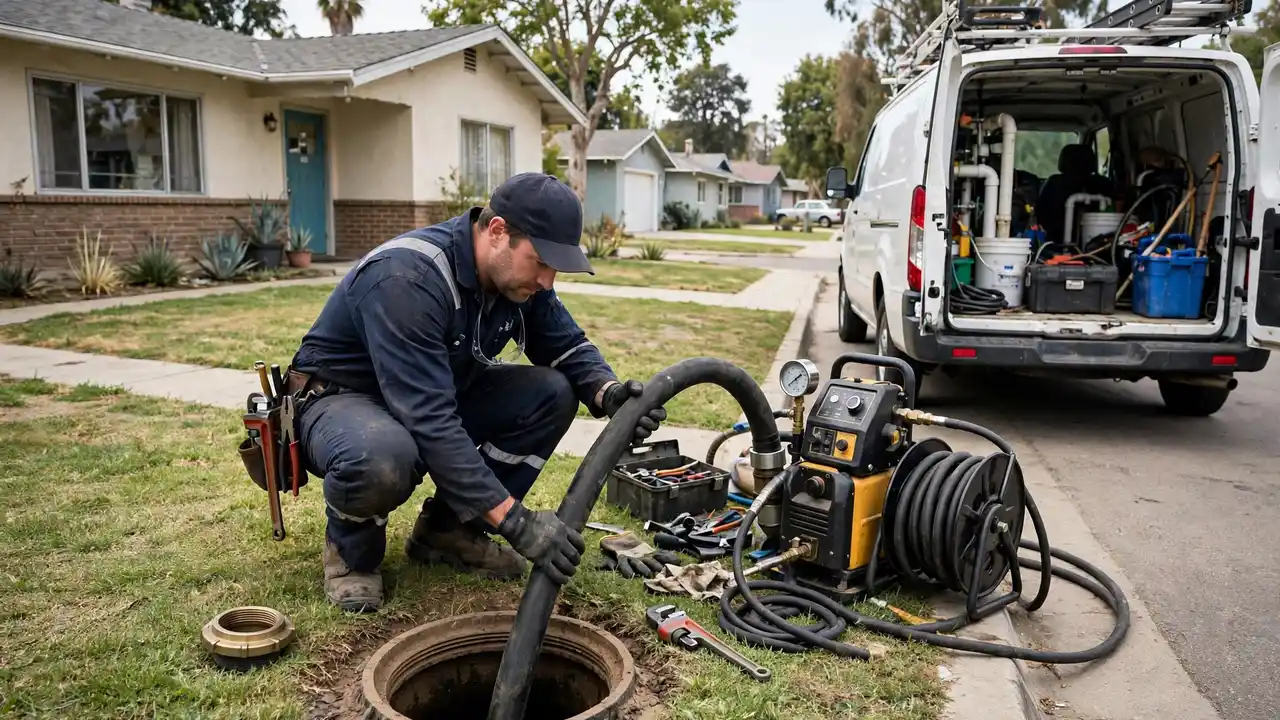 Limpieza de línea de alcantarillado in La Mirada, CA