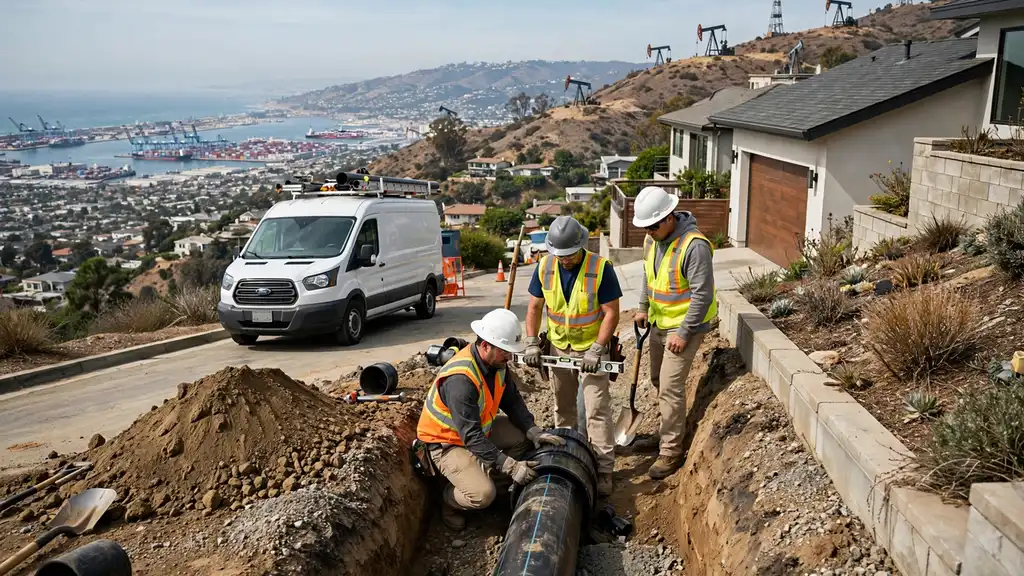 Instalación de línea de alcantarillado in Signal Hill, CA