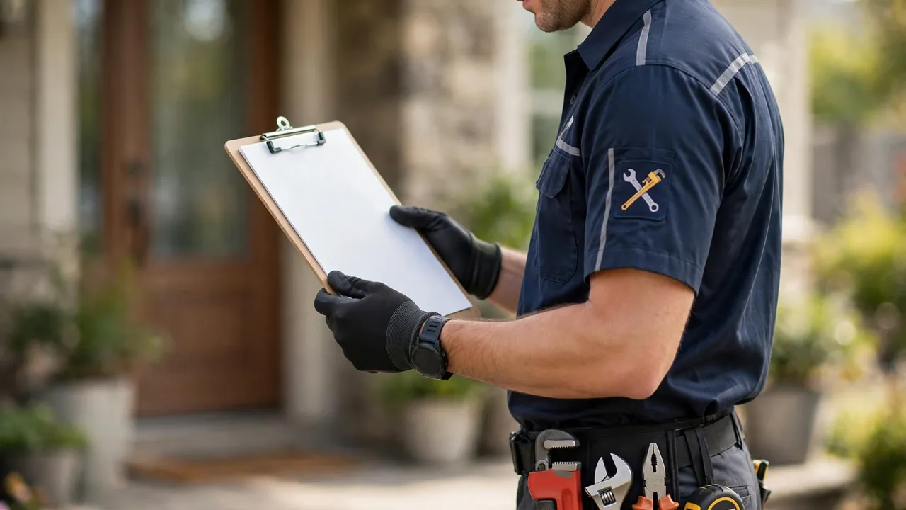 Técnico revisando una orden de servicio en Cerritos, CA